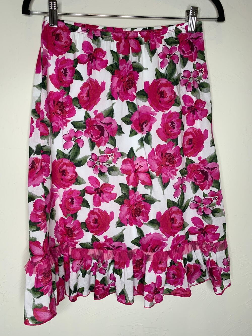 Vintage Cotton Floral Skirt Ruffle Cottagecore 26-30" waist Sz XS Small